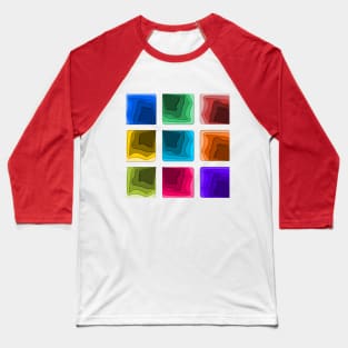 Multicolor Square Abstract Pattern Baseball T-Shirt